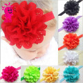 Wholesale 2015 Hot Sale Fashion 12Colors Cute Big Wavy Mesh Flower Baby Elastic Handband High Quality Kids Head Accessory